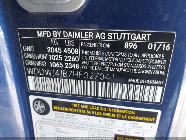 Aukcja sprzedaży 2017 Mercedes-benz C 300, vin: WDDWJ4JB7HF327041, numer aukcji: 44275024