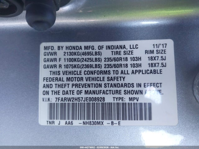 7FARW2H57JE008928 Honda CR-V EX
