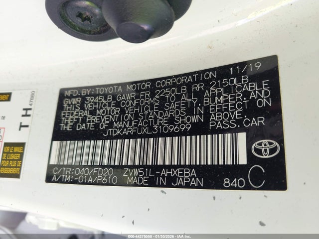 JTDKARFUXL3109699 Toyota Prius Le