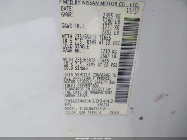 2018 NISSAN MURANO 5N1AZ2MH8JN109442 Photo 8