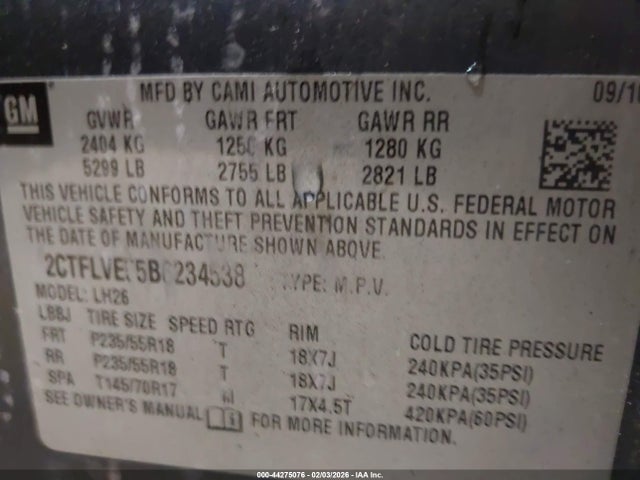 2011 GMC TERRAIN 2CTFLVE55B6234538 Photo 8