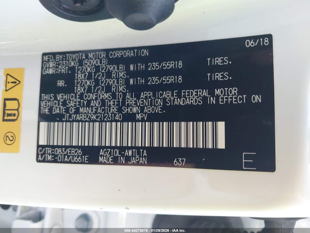 JTJYARBZ9K2123140 Lexus Nx 300 F Sport