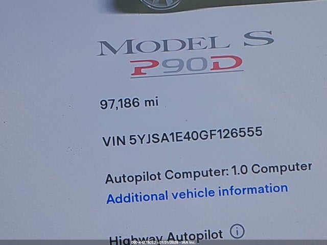 5YJSA1E40GF126555 Tesla Model S 90d/p100d/p85d/p90d