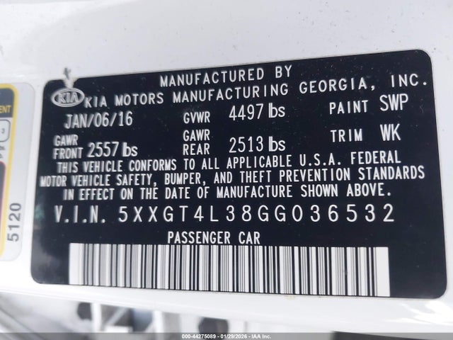 5XXGT4L38GG036532 KIA Optima Lx