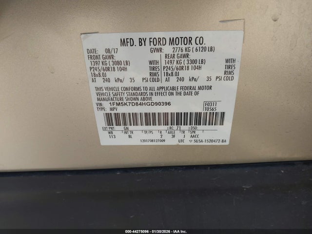 1FM5K7D84HGD90396 Ford EXPLORER XLT