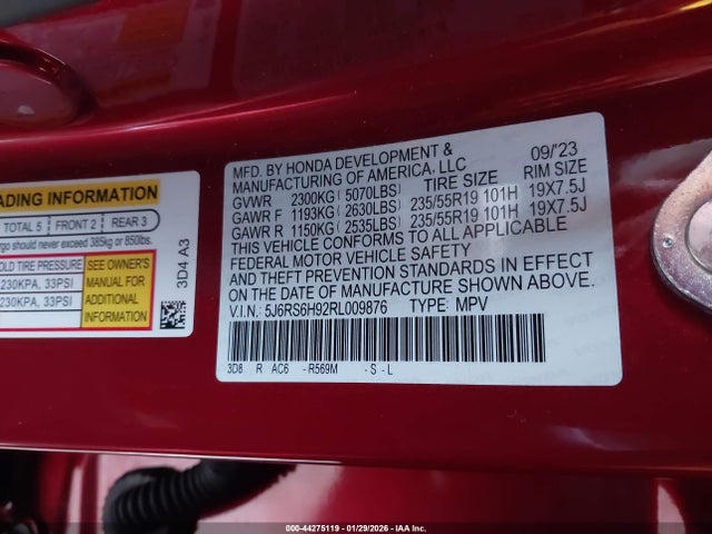 5J6RS6H92RL009876 Honda Cr-v Hybrid Sport Touring