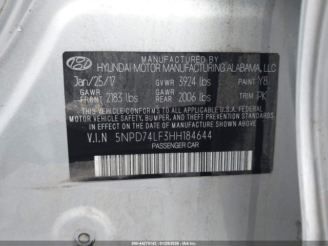 2017 HYUNDAI ELANTRA 5NPD74LF3HH184644 Photo 8