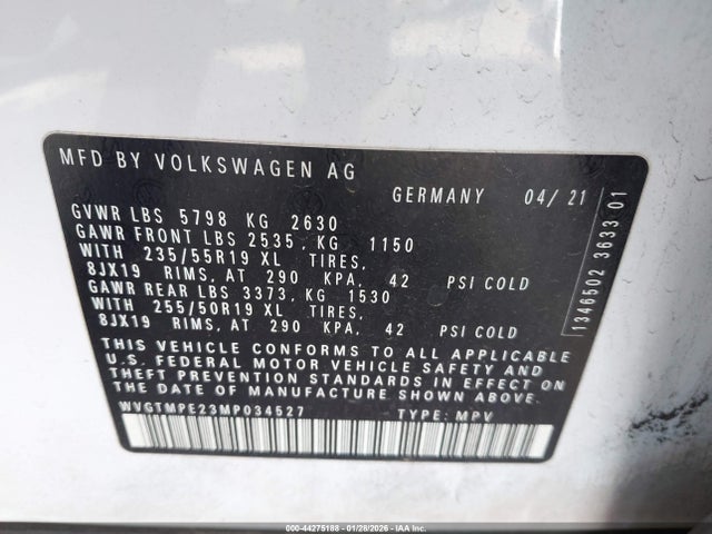 WVGTMPE23MP034527 Volkswagen ID.4 PRO S