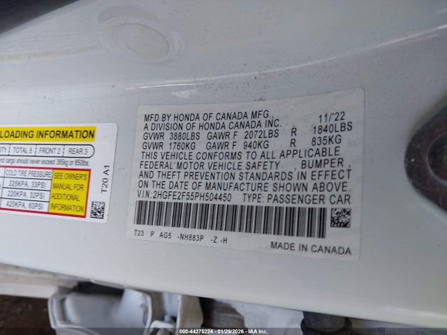 Honda Civic Sport 2023 2HGFE2F55PH504450 Image 9