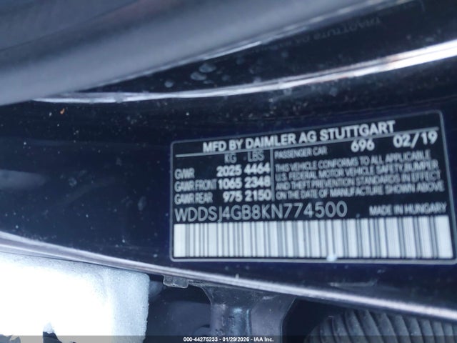 2019 Mercedes-benz Cla 250 4matic მანქანა იყიდება აუქციონზე, vin: WDDSJ4GB8KN774500, აუქციონის ნომერი: 44275233