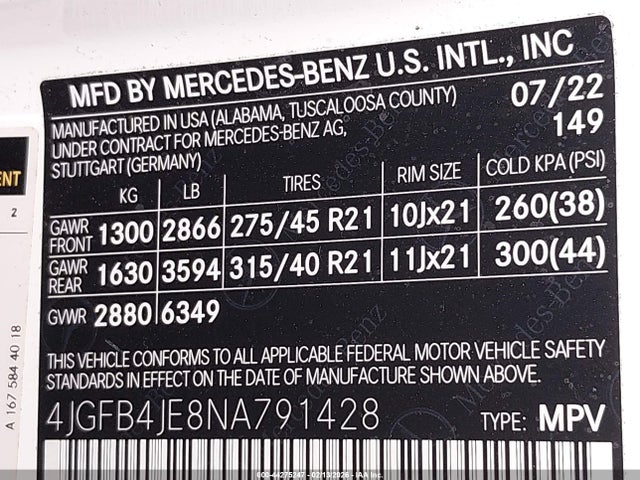 2022 MERCEDES-BENZ GLE 350 4JGFB4JE8NA791428 Photo 8