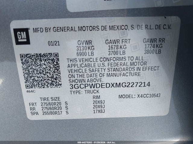 3GCPWDEDXMG227214 Chevrolet Silverado 1500 2wd Short Bed Rst