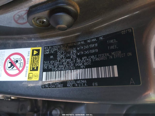 Toyota Highlander Se 2018 5TDKZRFH8JS537844 Image 9