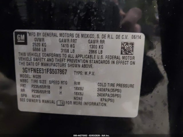 2015 CADILLAC SRX 3GYFNEE31FS507867 Photo 8