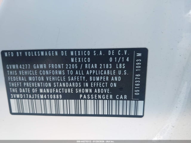 3VWD17AJ7EM410889 Volkswagen Jetta 1.8t Se