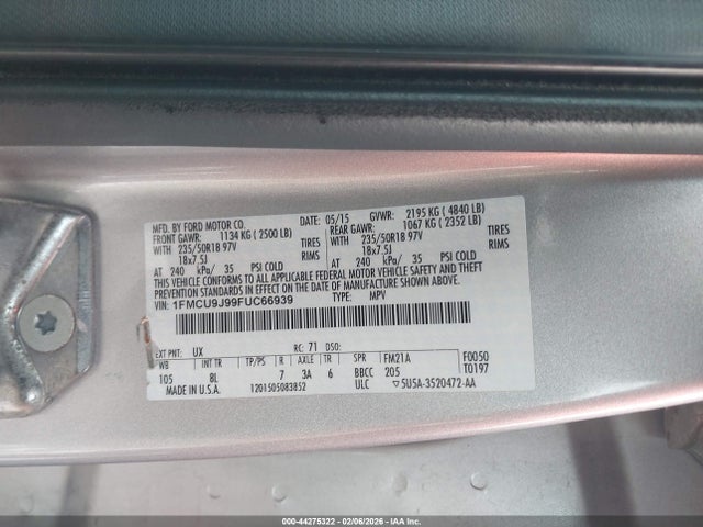 Ford Escape Titanium 2015 1FMCU9J99FUC66939 Image 9