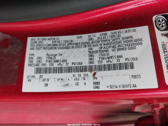 2012 FORD FIESTA 3FADP4EJ6CM220000 Photo 8