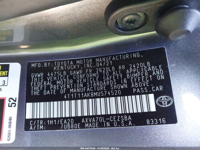 4T1T11AK8MU574520 Toyota CAMRY SE