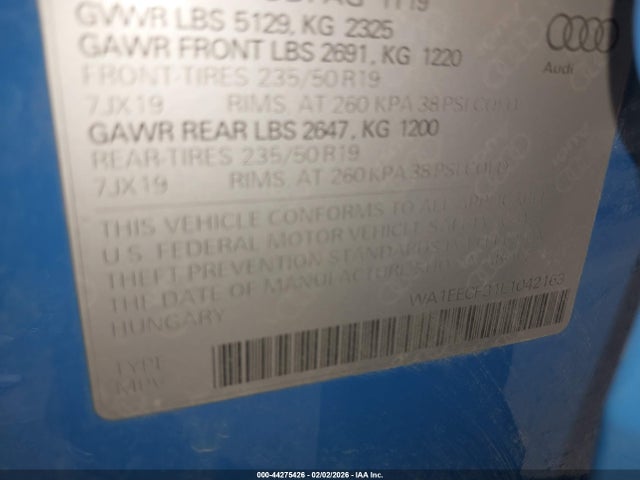 WA1EECF31L1042163 Audi Q3 Premium Plus 45 Tfsi S Line Quattro Tiptronic