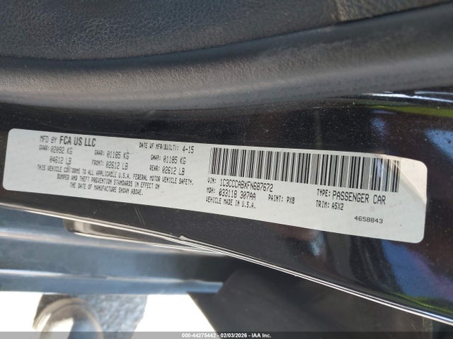 44275442 :رقم المزاد ، 1C3CCCABXFN687672 vin ، 2015 Chrysler 200 Limited مزاد بيع