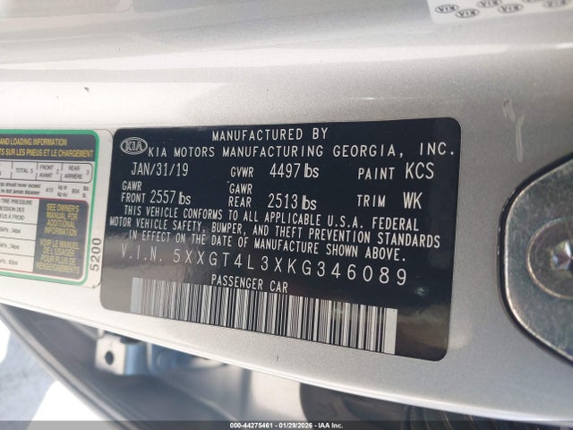 5XXGT4L3XKG346089 KIA Optima Lx