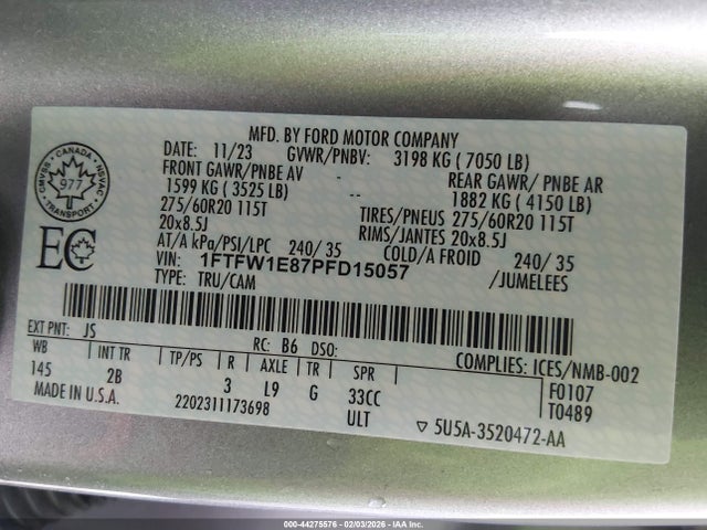 Ford F-150 Lariat 2023 1FTFW1E87PFD15057 Image 9