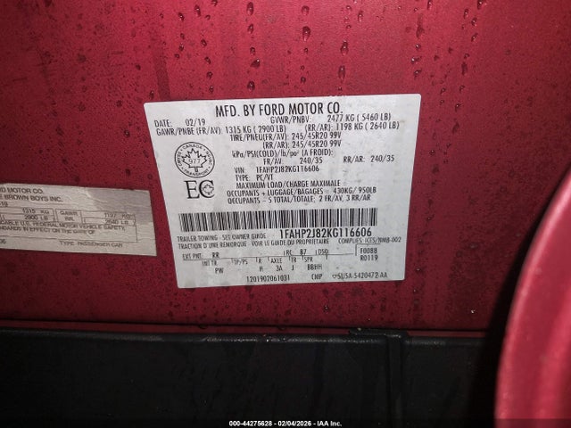 1FAHP2J82KG116606 Ford Taurus Limited