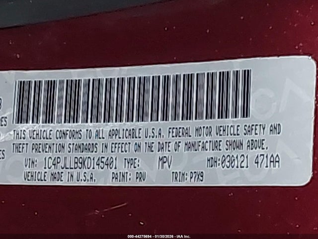 1C4PJLLB9KD145401 Jeep Cherokee Latitude Plus Fwd