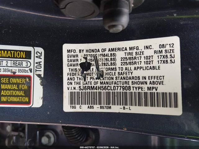 2012 HONDA CR-V 5J6RM4H56CL077908 Photo 8