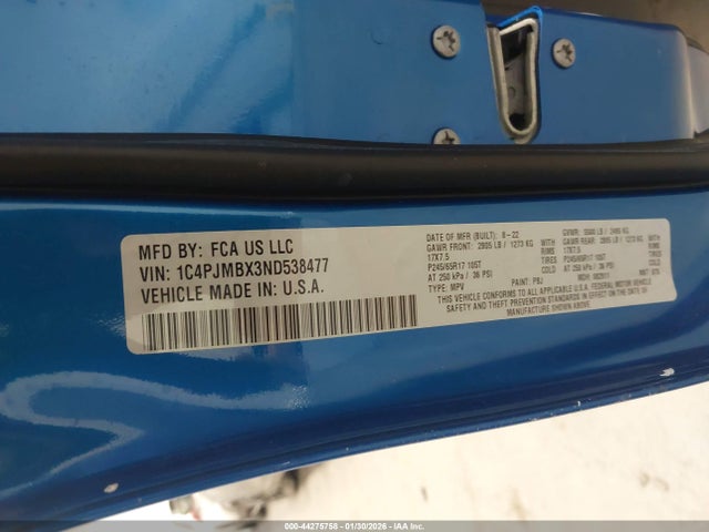 Jeep Cherokee Trailhawk 4x4 2022 1C4PJMBX3ND538477 Image 9