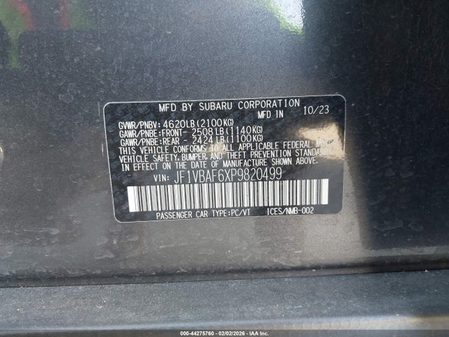 Subaru Wrx Premium 2023 JF1VBAF6XP9820499 Image 9