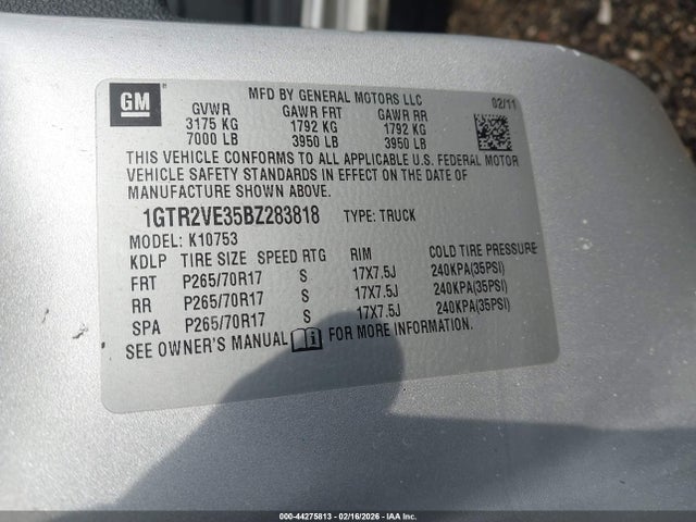 Продажа на аукционе авто 2011 Gmc Sierra 1500 Sle, vin: 1GTR2VE35BZ283818, номер лота: 44275813