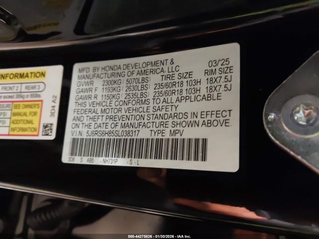 5J6RS6H85SL038317 Honda Cr-v Hybrid Sport-l