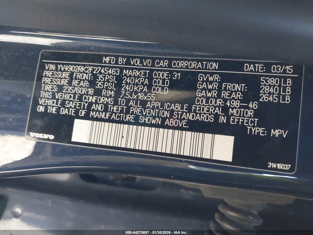 2015 VOLVO XC60 YV4902RK2F2745463 Photo 8