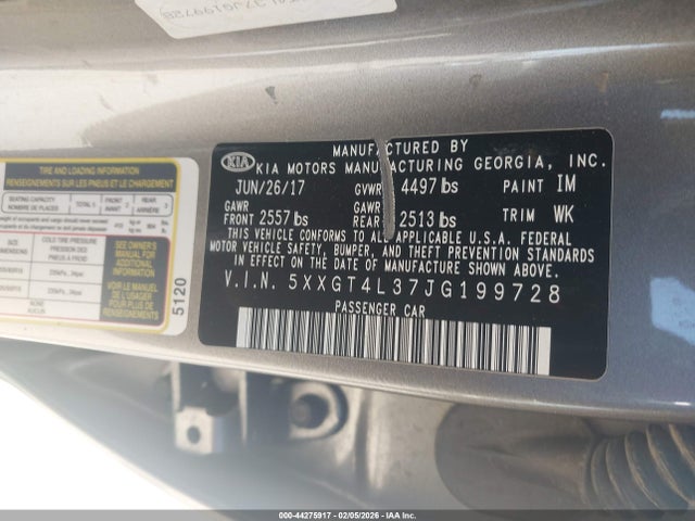 Продаж на аукціоні авто 2018 Kia Optima Lx, vin: 5XXGT4L37JG199728, номер лоту: 44275917