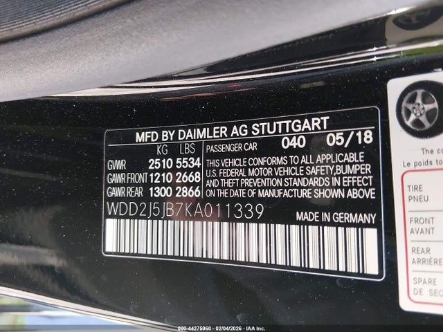 Продажа на аукционе авто 2019 Mercedes-benz Cls 450, vin: WDD2J5JB7KA011339, номер лота: 44275960