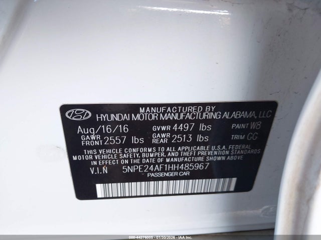 5NPE24AF1HH485967 Hyundai Sonata
