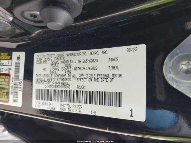 5TFMA5AB0NX015642 Toyota Tundra 1794 Edition