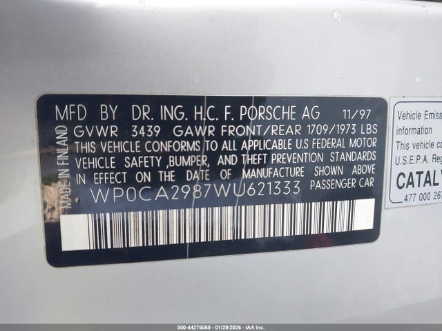 1998 PORSCHE BOXSTER WP0CA2987WU621333 Photo 8