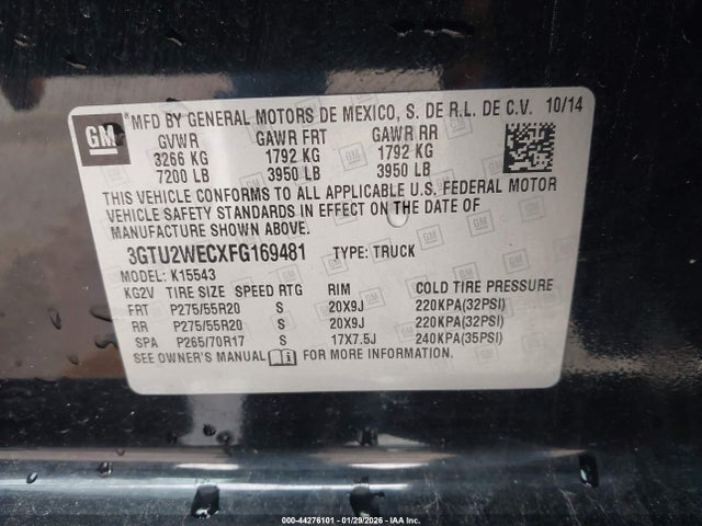 2015 GMC SIERRA 1500 3GTU2WECXFG169481 Photo 8