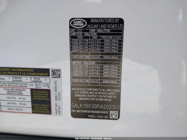 2024 LAND ROVER RANGE ROVER SALK1BE99RA203302 Photo 8