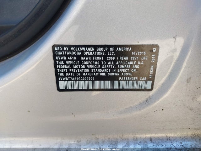 1VWBT7A32GC009709 Volkswagen Passat 1.8t Se