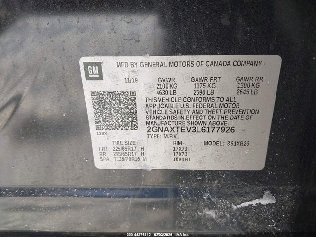 2GNAXTEV3L6177926 Chevrolet Equinox Awd 2fl