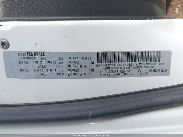 Продаж на аукціоні авто 2020 Dodge Grand Caravan Se Plus, vin: 2C4RDGBG2LR195124, номер лоту: 44276122