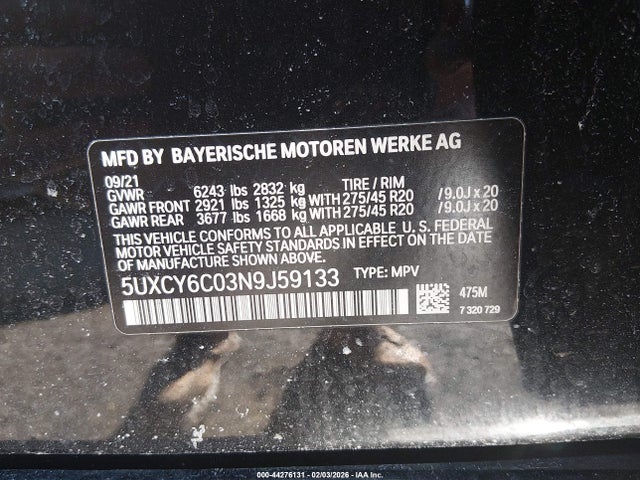 5UXCY6C03N9J59133 BMW X6 Xdrive40i