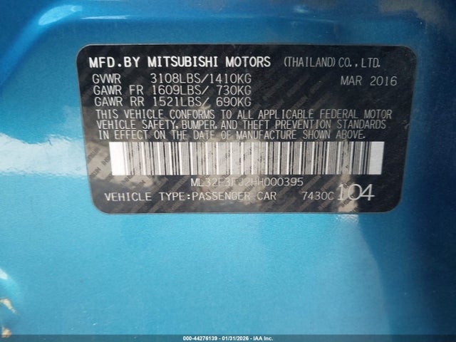 2017 MITSUBISHI MIRAGE G4 ML32F3FJ2HH000395 Photo 8