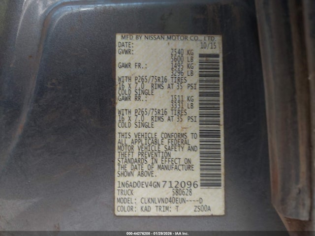 Nissan Frontier Pro-4x 2016 1N6AD0EV4GN712096 Image 9
