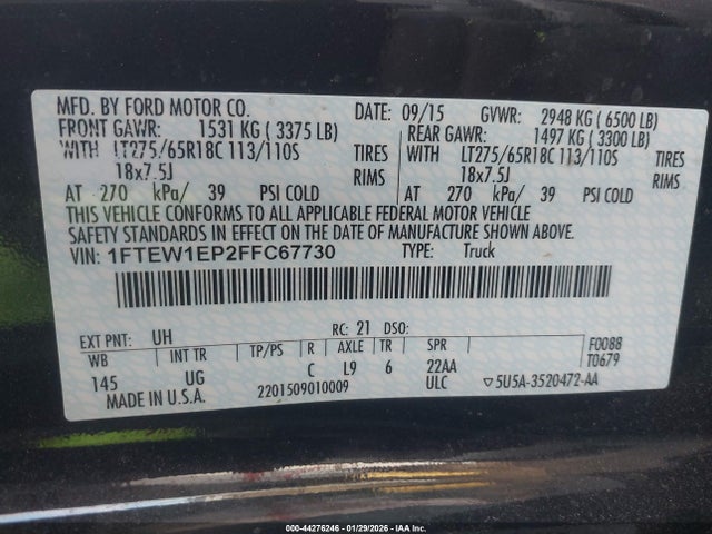 1FTEW1EP2FFC67730 Ford F-150 Xlt