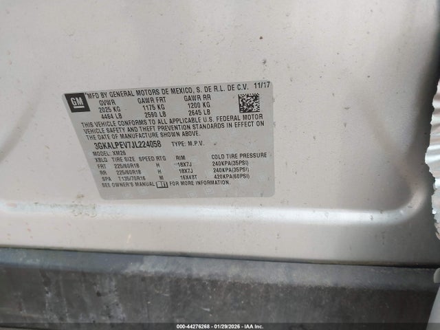 44276268 :رقم المزاد ، 3GKALPEV7JL224058 vin ، 2018 Gmc Terrain Slt مزاد بيع