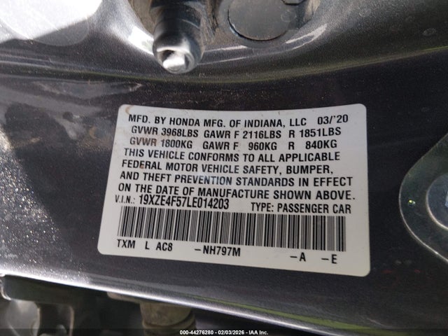 2020 HONDA INSIGHT 19XZE4F57LE014203 Photo 8